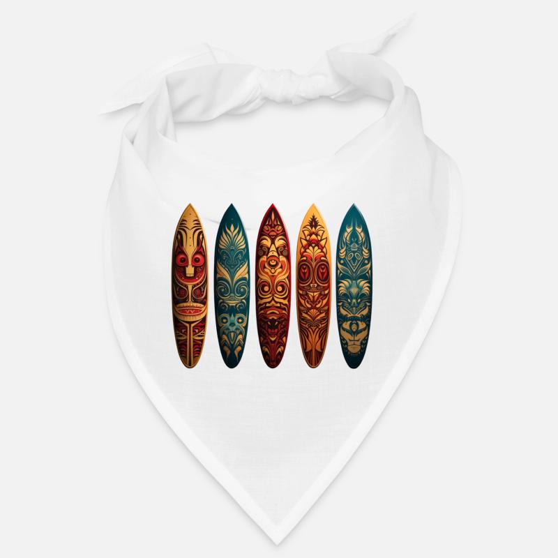 Art polynésien sur différentes planches de surf - Bandana - blanc