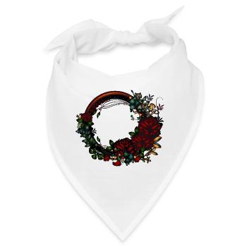 dunkler Rahmen Rosengarten in Jugendstil Optik - Bandana - Weiß - Vorne