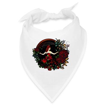 Prinzessin im Garten bei Nacht in Jugendstil Optik - Bandana - Weiß - Vorne