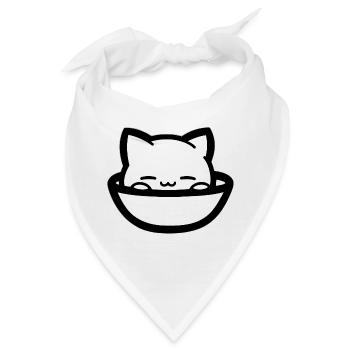 Gemütliche Katze im Schüssel - Bandana - Weiß - Vorne