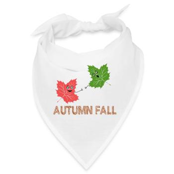 Herbst-Herbst-Lustiges Ahornblatt-Witz-Cartoon-Design - Bandana - Weiß - Vorne