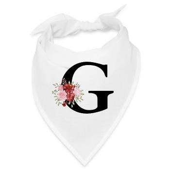 Roter Blumenbuchstabe G - Bandana - Weiß - Vorne