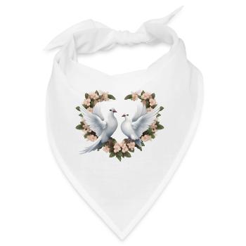 Herzblumenkranz mit Tauben - Bandana - Weiß - Vorne