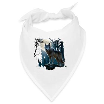 Mondwolf im nächtlichen Wald - Bandana - Weiß - Vorne
