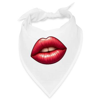 Rote Lippen - Intensive Verführung - Bandana - Weiß - Vorne
