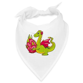 Lustiger cartoonhafter Drache mit einer Pitaya-Frucht - Bandana - Weiß - Vorne