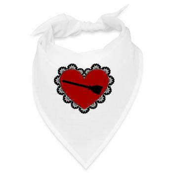 Herz Besen elegant mit Spitzenborte - Bandana - Weiß - Vorne