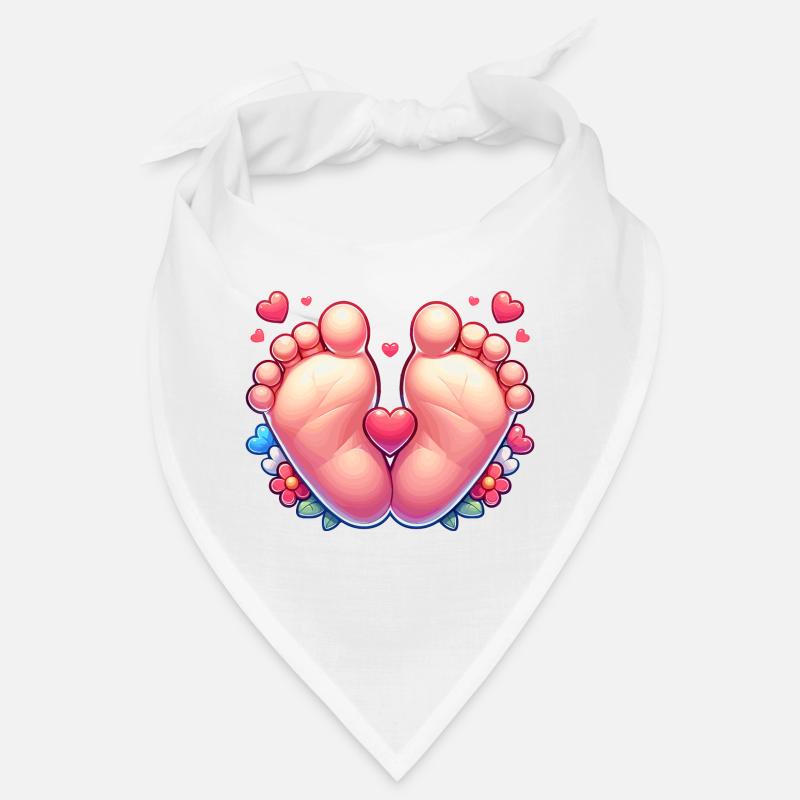 Pieds de bébé avec des cœurs et des fleurs Bandana