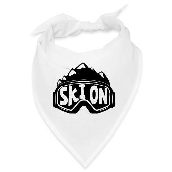 Ski mit Brille Skifahrer Skifahren Wintersport Ski - Bandana - Weiß - Vorne