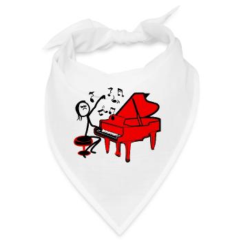 Strichmännchen Rotes Klavier - Bandana - Weiß - Vorne