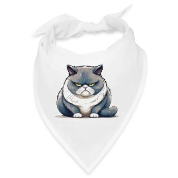 Dicke, mürrische Katze - Bandana - Weiß - Vorne