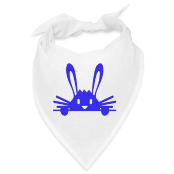 Hase versteckt sich schüchtern hinter Mauer Zaun - Bandana - Weiß - Vorne