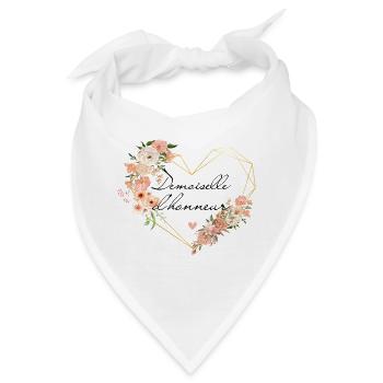 Brautjungfer Gold Herz Blumen - Bandana - Weiß - Vorne