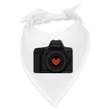 Fotoliebe-Kamera mit Herz für wahre Fotografiefans - Bandana - Weiß - Vorne