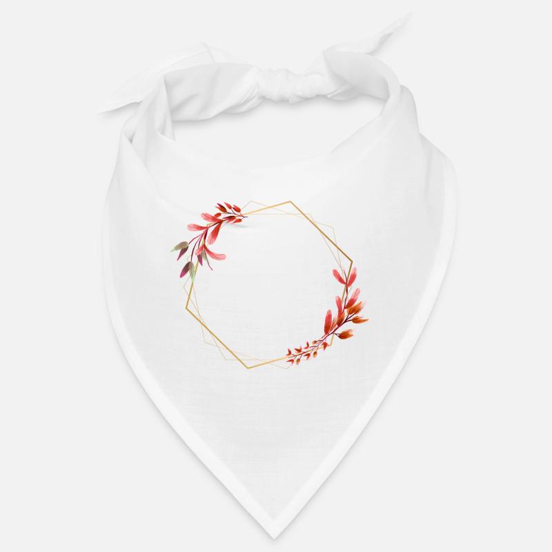 Hexagone doré à fleurs rouges et oranges Bandana