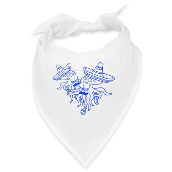 2 Oktopus mexikanische Kultur Hut Musik Band Team - Bandana - Weiß - Vorne