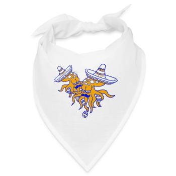 2 Oktopus mexikanische Kultur Hut Musik Band Team - Bandana - Weiß - Vorne