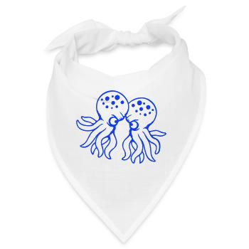 2 Oktopus Freunde Zwei kämpfende Feinde Rivalen - Bandana - Weiß - Vorne