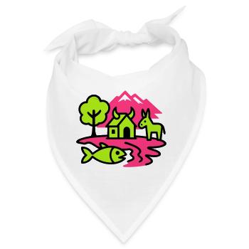 Naive Pop-Art Landschaft - Bandana - Weiß - Vorne