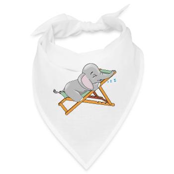 Baby-Elefant schläft auf dem Liegestuhl - Bandana - Weiß - Vorne