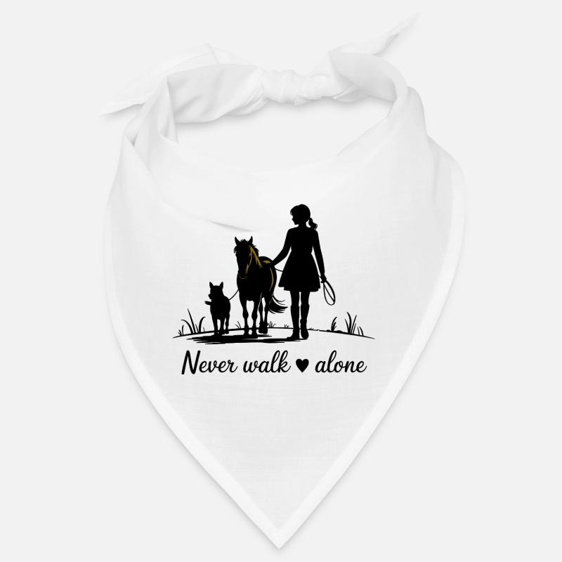 Never Walk Alone – Pferd, Mädchen & Hund - Bandana - Weiß