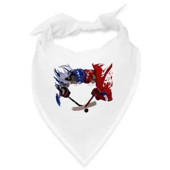 Eishockey Duell Blau Rot - Bandana - Weiß - Vorne