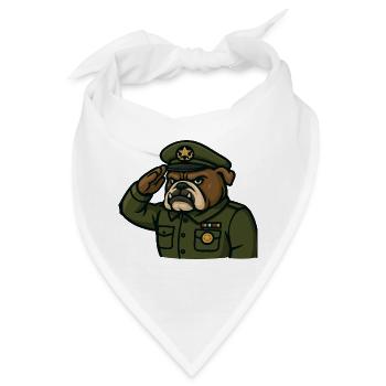 Bulldogge Offizier salutiert Militär Maskottchen Kunst - Bandana - Weiß - Vorne