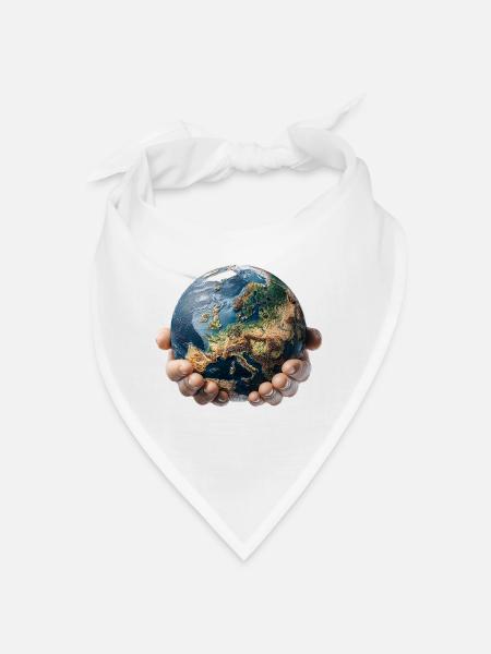 Earth in Hands: Global Responsibility - Bandana - white - Front