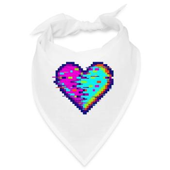 Glitchherz Neon Pixel Herz Love - Bandana - Weiß - Vorne