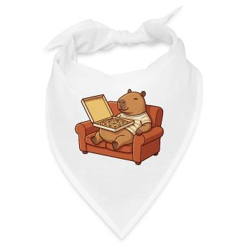 Capybara Sofa Pizza gemütliches Tierdesign - Bandana - Weiß - Vorne
