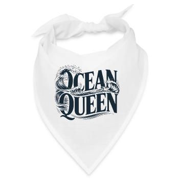 Ocean Queen - Wellen Typografie Design - Bandana - Weiß - Vorne