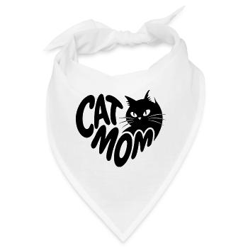 Cat Mom Herz mit schwarzer Katze - Bandana - Weiß - Vorne