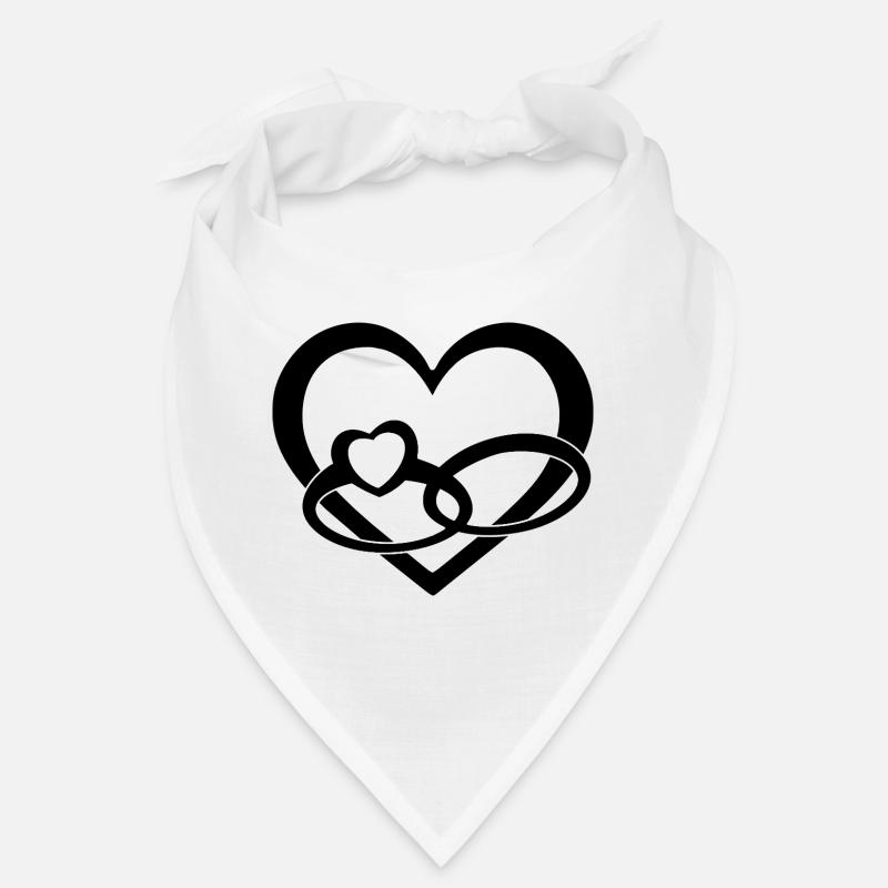Schwarzes Herz & Eheringe - Liebe & Hochzeit  Bandana