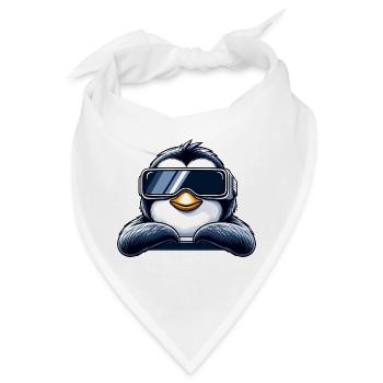 Cooler Pinguin Cartoon Gamer VR Entspannung Relax - Bandana - Weiß - Vorne
