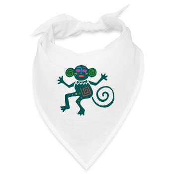 Altes mexikanisches Symbol mit Urwald-Äffchen - Bandana - Weiß - Vorne