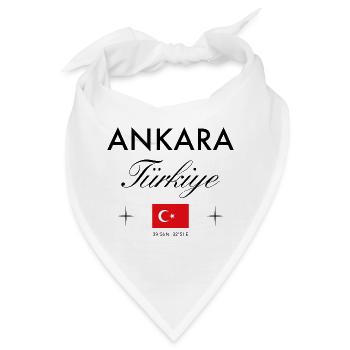Ankara Türkei Koordinaten Reise Souvenir - Bandana - Weiß - Vorne