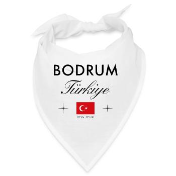Bodrum Turkei Koordinaten Reise Souvenir - Bandana - Weiß - Vorne