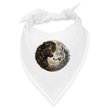 Celtic Wolves Yin Yang – Steampunk Harmony. - Bandana - Weiß - Vorne