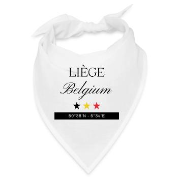 Lüttich Belgien Souvenir – Reise minimalistisch - Bandana - Weiß - Vorne