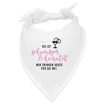 schwanger und heiratet Braut Babybauch JGA Gruppe2 - Bandana - Weiß - Vorne