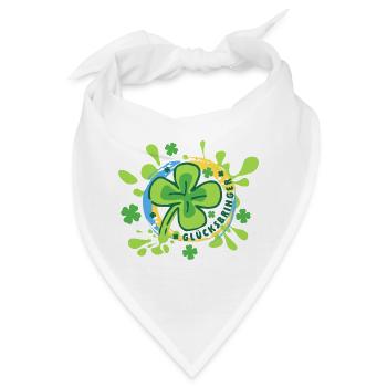 Glücksbringer – buntes Kleeblatt - Glücksklee  - Bandana - Weiß - Vorne