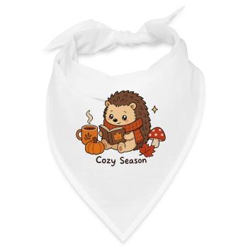 Cozy Season Igel Herbst Gemütlich Lesen Niedlich - Bandana - Weiß - Vorne