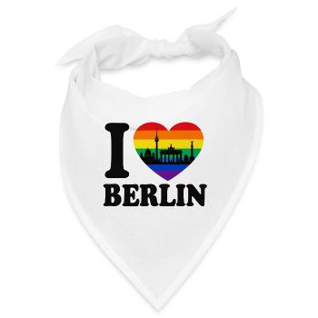 Ich liebe Berlin - Vielfalt - Regenbogenfarben - Bandana - Weiß - Vorne