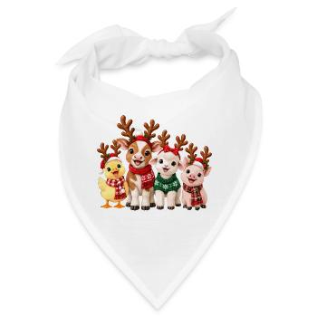 Niedliche Weihnachtstiere mit Rentiergeweih - Bandana - Weiß - Vorne