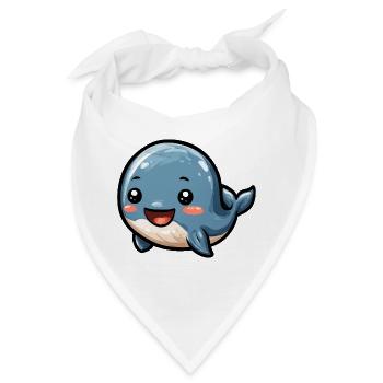 Kkuscheliger blauer Wal Cartoon - Bandana - Weiß - Vorne