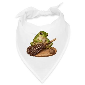 Frosch bindet einen Reisigbesen - Bandana - Weiß - Vorne