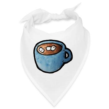 Blauer Aquarell-Tassen-Kakao mit Marshmallows - Bandana - Weiß - Vorne