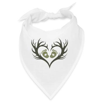 Baby-Jäger | Baby-Fußspuren und Geweihe - Bandana - Weiß - Vorne