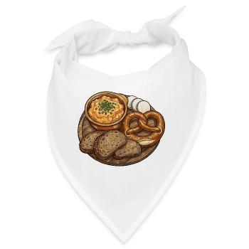 Rustikale Brotzeitplatte mit Obatzda - Bandana - Weiß - Vorne