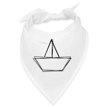 Papierboot handgezeichnet - Bandana - Weiß - Vorne